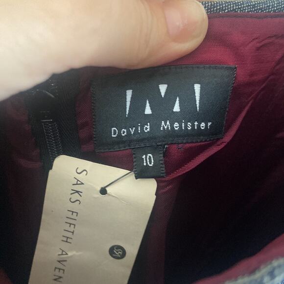 Vintage David Meister Dress Grey Metallic Silver maxi BodyCon Formal Strapless - Picture 9 of 9